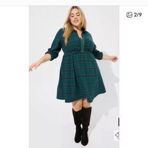 At The Knee Flannel Shirt Dress